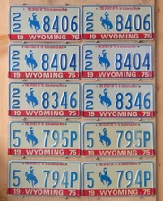 GROUP OF 10 WYOMING BICENTENNIAL license plates