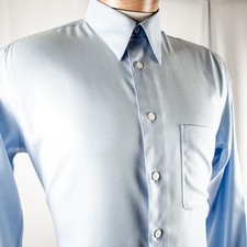 PRONTO UOMO New Light Blue Solid Cotton Men Dress Shirt Size 15 Tall  Big