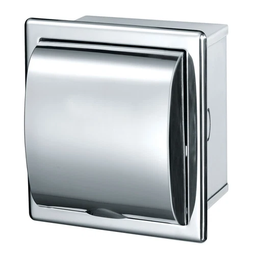 TISSUE ROLL DISPENSER HOLDER LOO RECESSED POLISHED STAINLESS BATHROOM