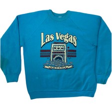 Vtg 70 80 s LAS VEGAS Nevada CASINO SLOTS 50/50 RAGLAN GAMBLING Sweatshirt L