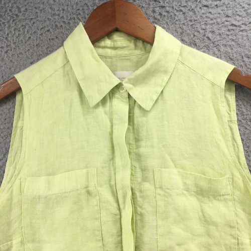 Chicos Shirt Dress Womens 0 Green Sleeveless Collared Front Pockets Button Up - Picture 2 of 19