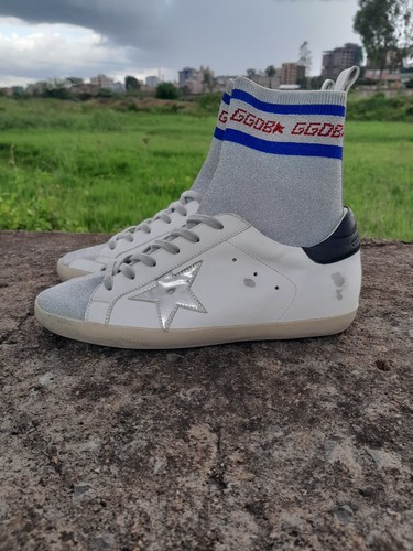 Golden Goose silver Star ankle sock white leather sneaker size: EUR 39 US 8.5 - Picture 6 of 16