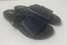 BLEECKER  BOND Blue Faux Leather Slide /SANDAL Flats SIZE 10