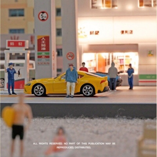 1:64 Assemble Diorama Model Car Parking Garage Gas Station Scene Model With LED - Picture 3 of 17