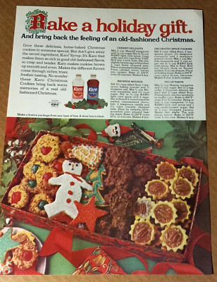1972 print ad -Karo corn syrup Christmas cherry spice Cookies recipe advertising