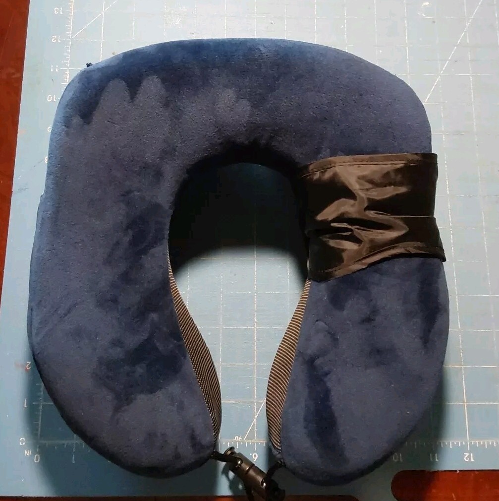 Memory Foam Travel Neck Pillow with Adjustable Eye Mask for Comfort-image