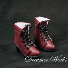 Wine Red Pointed-toe Leather Shoes High Heeled Boots for 1/4MSD 1/3SD BJD Doll