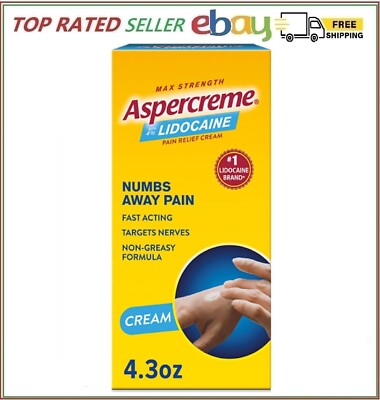 Aspercreme with Lidocaine Maximum Strength Pain Relief Cream 4.3 Oz