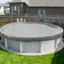 Round Winter Pool Cover Safety Heavy Duty Swimming Cover Above Ground Pool Gray