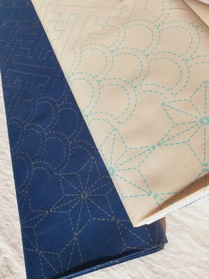 OLYMPUS Sashiko fabric traditional patterns Pre-printed fabric cotton sold by 50cm