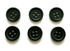 6/pcs Buttons small Size Diameter=7/16" (12mm) Black color 4 Holes
