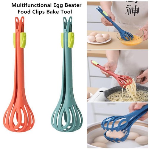 Food Clip Mixer Manual Stirrer Multifunctional Egg Beater Whisk Milk Pasta Tongs - Picture 2 of 21