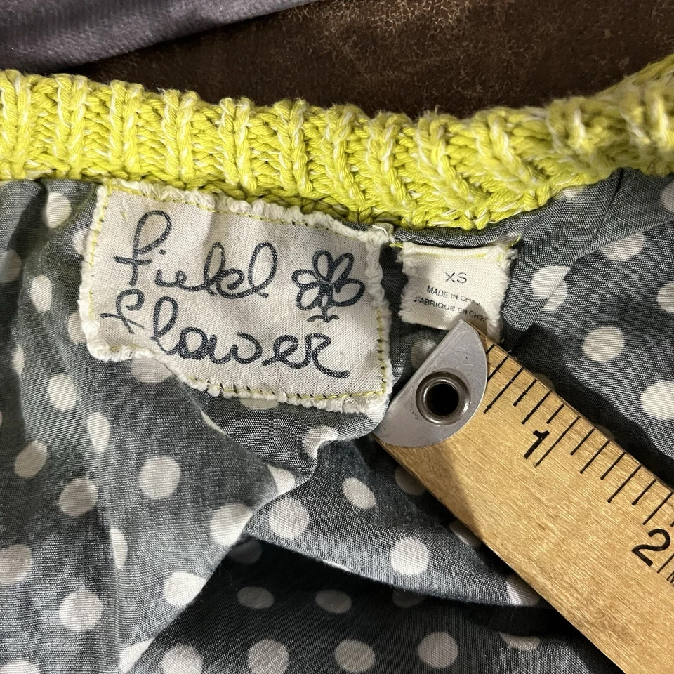 Cárdigan tejido camisero a lunares verde lima Anthropologie de Field Flower talla XS Foto 3 de 4