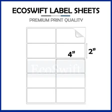 (10) 4 x 2 EcoSwift Laser/Ink Address Shipping Self-Adhesive Labels 10 per sheet