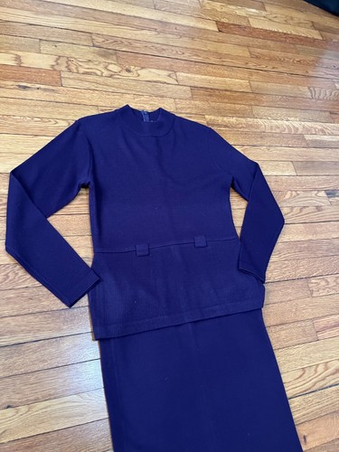 Vintage Liz Claiborne Womens Sweater Dress Size Medium Purple Wool Blend Modest - Picture 2 of 5
