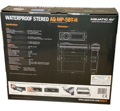Aquatic AV AQ-MP-5BT-H Bluetooth Stereo For Harley Touring 1998