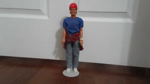 1990 Mattel Ken Doll With Muscular Body Wearing a Watch and NKOTB Cap Stand Incl
