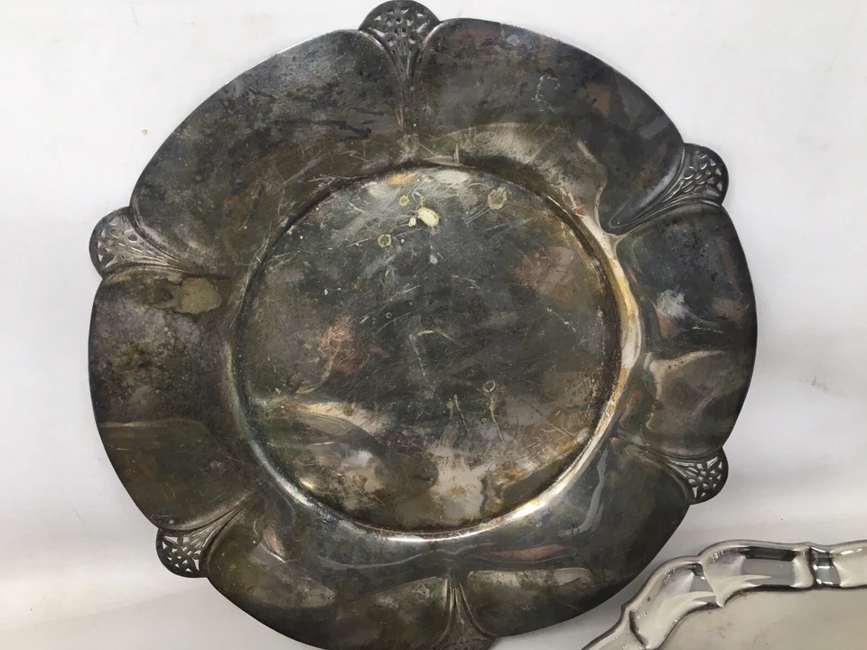 Lote De Colección 3 Wm Rogers Plato de Servir Cubierto Ovalado + Bandeja Redonda + Bandeja Gorham 1955 Foto 2 de 4