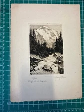 Vintage Old Amazing Landscape Etching HandSigned