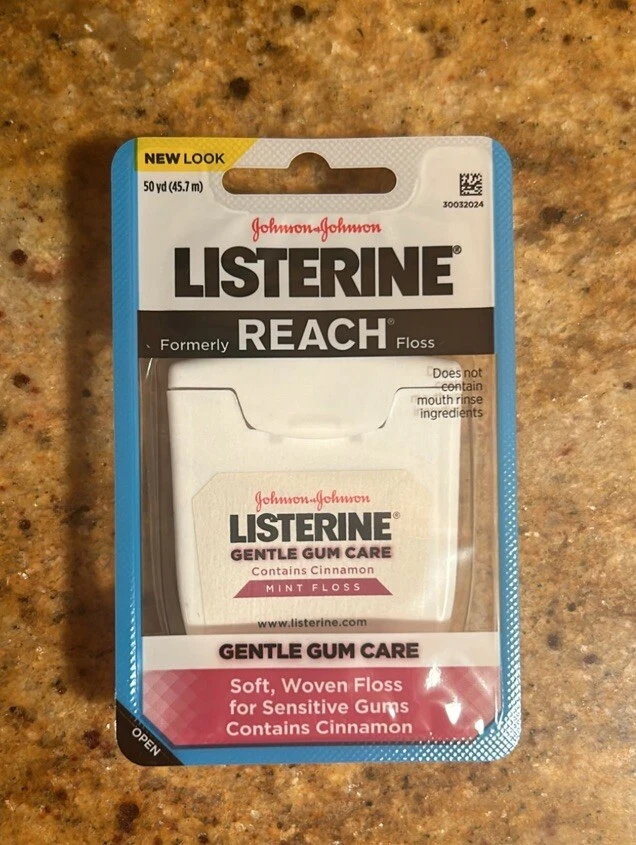 Listerine Reach Gentle Gum Care Woven Floss Cinnamon Mint 50 Yards 
