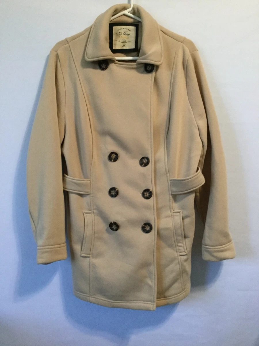 Ci Sono Pea Coat Jacket 2X Camel A17