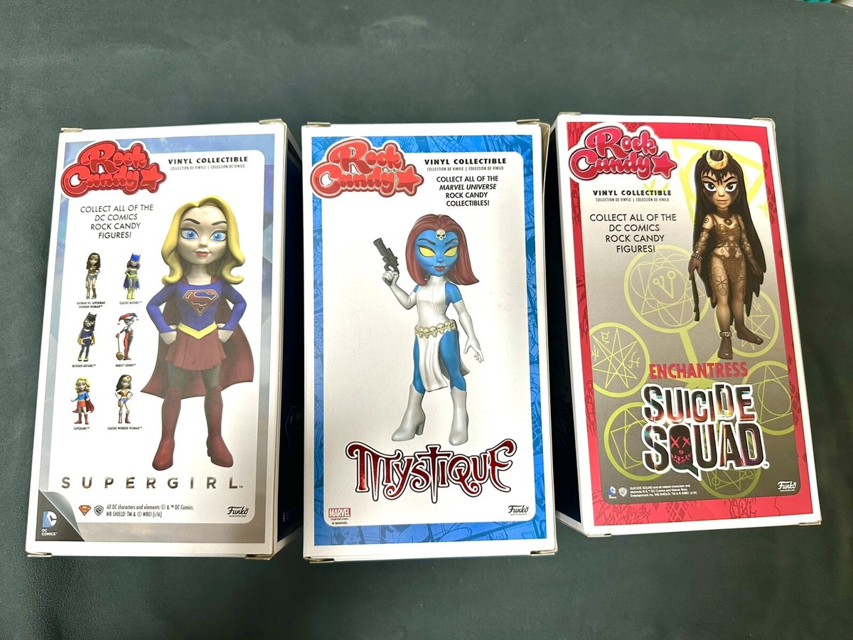 Funko Rock Candy Lot Of 3 SUPERGIRL, MYSTIQUE, & ENCHANTRESS, All 