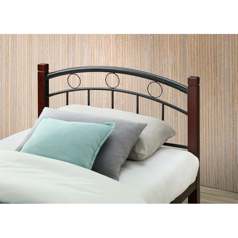 Hodedah Complete Metal Platform Bed with Headboard Footboard Twin Size