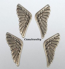  4214 ANTIQUED GOLD LEFT/RIGHT ANGEL WINGS W/HANG HOLE - 4 Pcs 2L 2R 