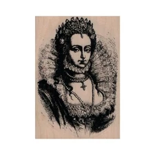 Mounted Rubber Stamp, Queen Elizabeth I, QEI, Royalty, Queen, Victorian, Crown