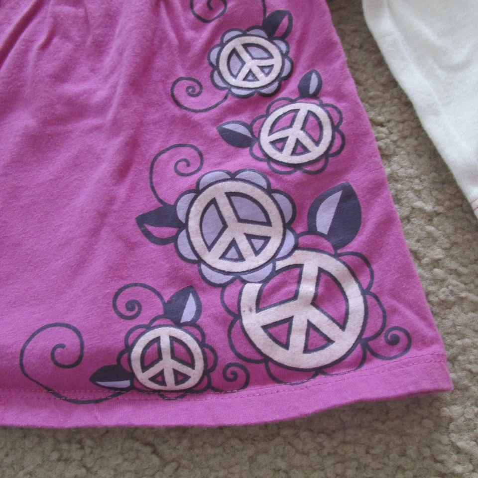 Greendog T Shirt Infant Girls Size 3-6M Purple White Long Sleeve Peace Pullover - Image 2 of 4