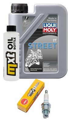 Inspektionspaket MXT 1 Liter Öl Liqui Moly 2-Takt Öl + 1x Zündkerze NGK BR8HS