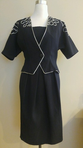Hecho Por Sastre Para Mujer Vestido de traje conjunto a Talla 6 Negro 1-013  | eBay