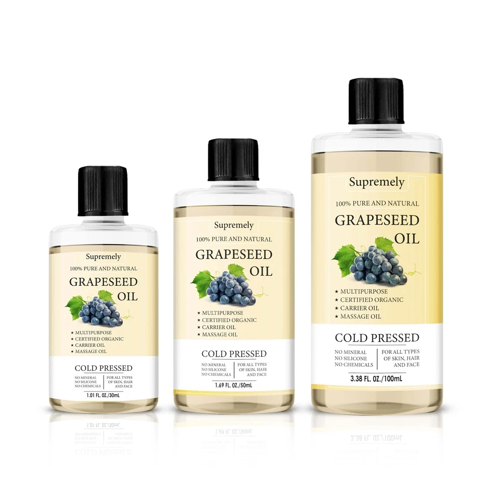SUPREMELY GRAPESEED OIL 100% Cold Pressed Unrefined, Organic, Pure & Natural Fast Delivery