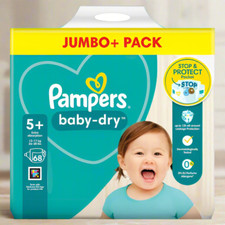 68 x Pampers Baby-Dry Diapers Size 5 Jumbo with 3 Air Channels, Up to 12pcs...