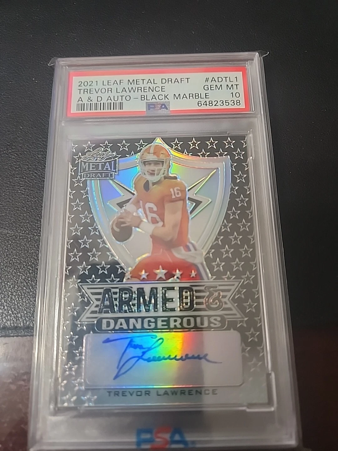 Trevor Lawrence Leaf Metal Draft Armed & Dangerous Autographs #ADTL1 Black Marble