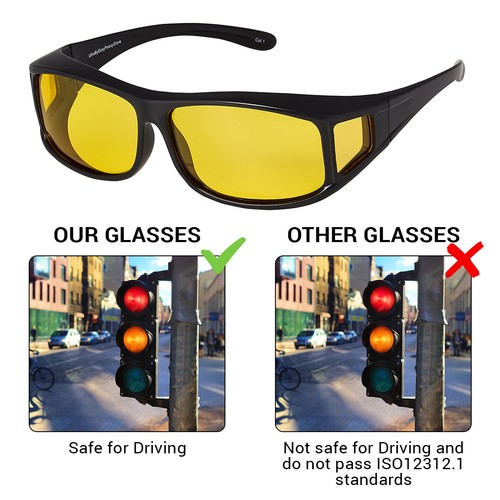 Nuit Conduite Lunettes Anti Reflets Jaune Lentille Enroulé Lunettes de Soleil - Picture 43 of 50