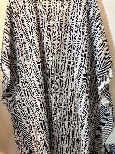 Fabric Venue Indian Block Print Blue White Cotton Kaftan Dress Beach Casual Come - Picture 2 of 8