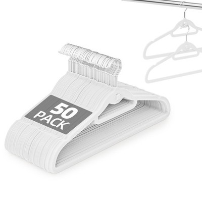 50 Pack White Velvet Hangers Non Slip Clothes Hanger Space Saving Swivel