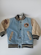 Disney Mickey Mouse League Varsity Bomber Jacket Denim Childs XXS