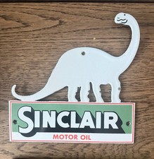 Vintage Style Sinclair Motor Oil Porcelain Enamel Die-cut Dino Sign 8 X 7.5