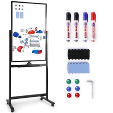 Mobile Whiteboard, 40x24 inches Double Sided Reversible Whiteboard on Wheels,...