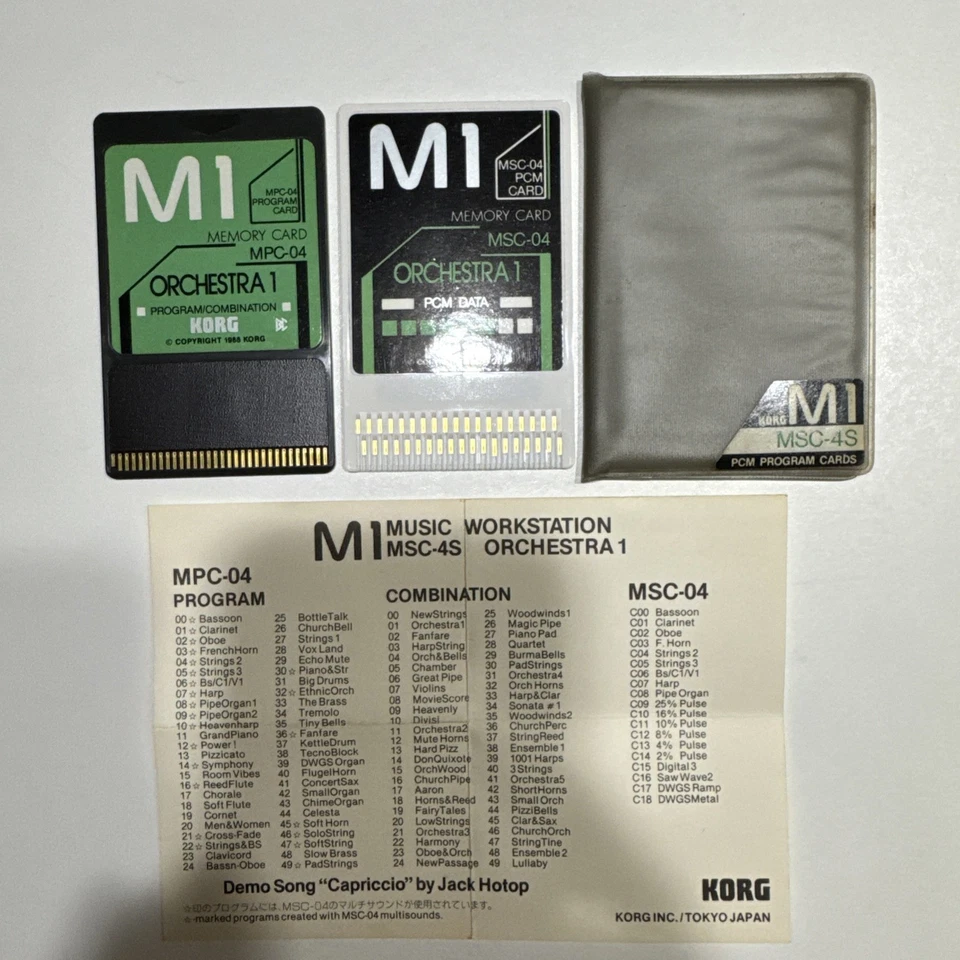 Korg M1 ORCHESTRA 1 MPC-04 Program Card & MSC-04 PCM Card EXC Condition 1988 - Image 2 of 4