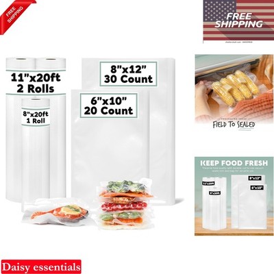 Vacuum Sealer Bags Rolls 20 Pint & 30 Quart BPA-Free Food Storage Kits