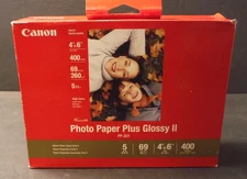 CANON PHOTO PAPER PLUS GLOSSY II 4"X6" 400 SHEETS PP-201 NEW SEALED
