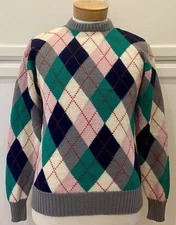 VTG Hunters From Parallax Paris Men’s Sz M Sweater Designer 100% Wool Argyle