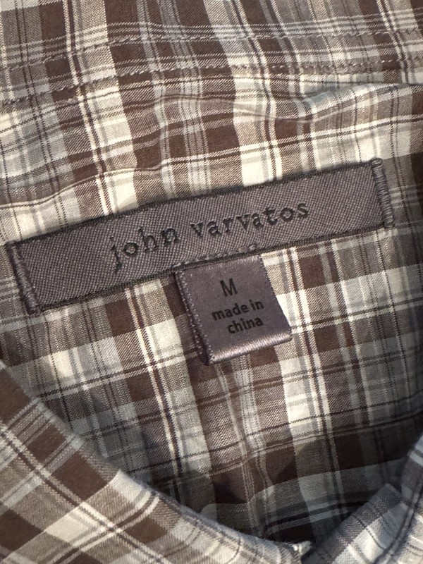 Men’s John Varvatos Plaid Button Down Shirt Size M