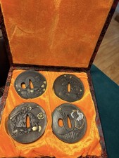 Vintage Iron Tsuba Inlaid Designs Encased In ...