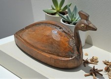 Vintage Holz Pfau Vogel Figurine Original Alt Handgeschnitzt