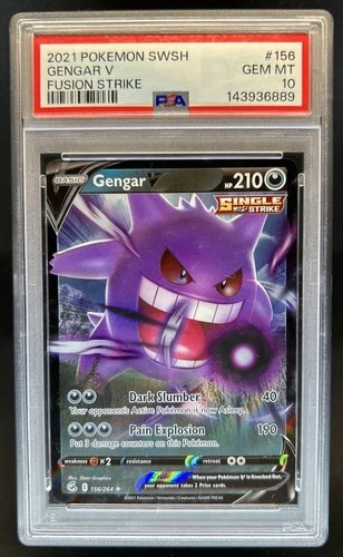 2021 Pokemon SWSH Fusion Strike Gengar V #156/264 PSA 10 GEM MINT
