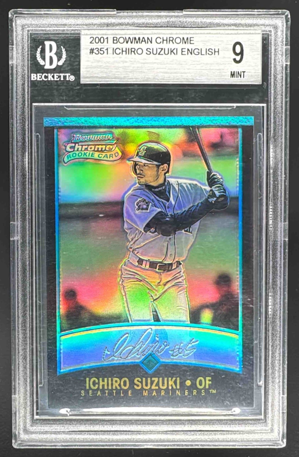 Ichiro Suzuki 2001 Bowman Chrome #351 Refractor Rookie RC BGS 9